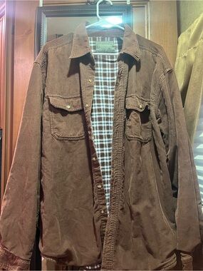 Vintage 90s Wranglers Expeditions Flannel Lined Corduroy Shirt Jacket Brown XL